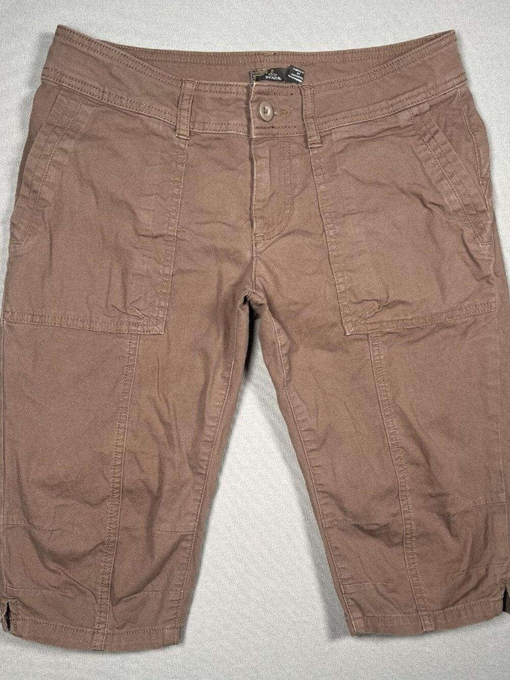 Prana Adira Knicker Cotton Brown Capri Shorts Inseam 13.5" - Women Size 4